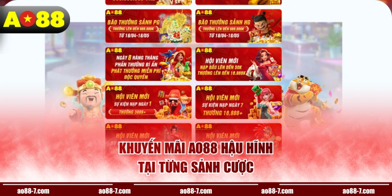 Khuyến mãi AO88 hậu hĩnh tại từng sảnh cược